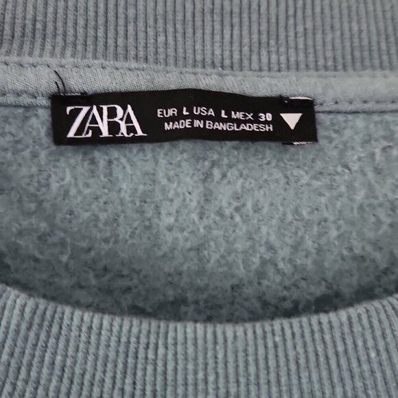ZARA | Cropped Sweatshirt Sage Green Sz LARGE - Picture 5 of 6